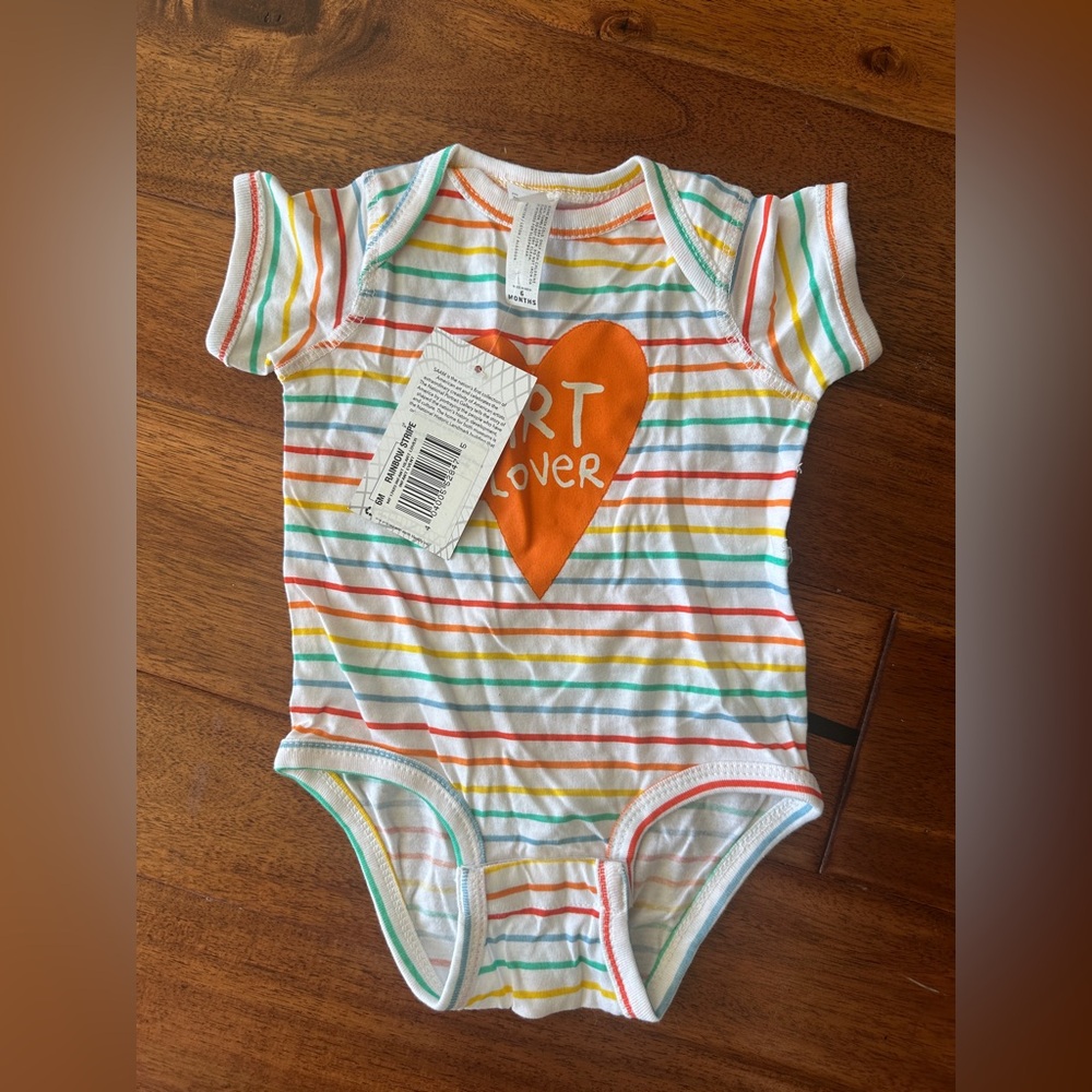 Colorful Striped Heart Lover Baby Onesie